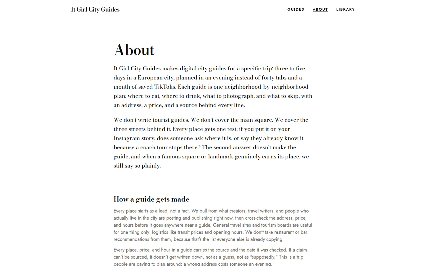 It Girl City Guides: About page