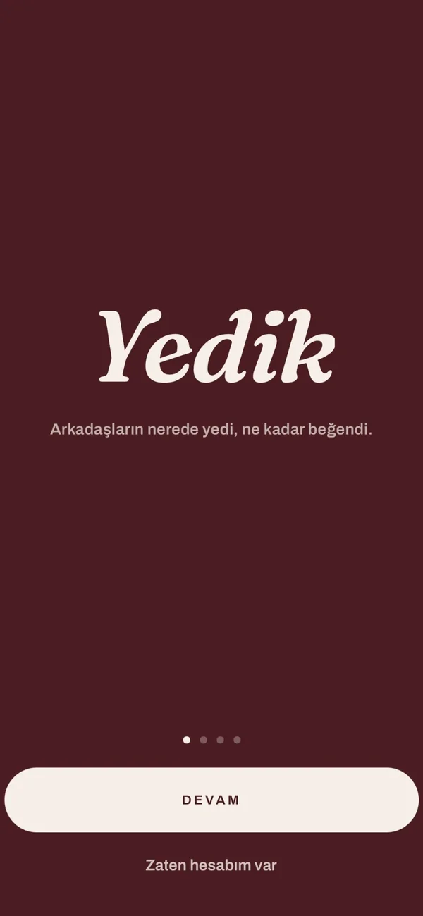 Yedik welcome screen